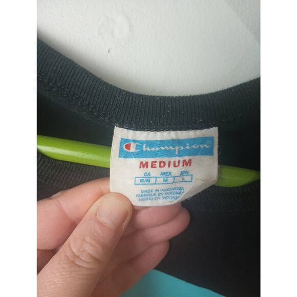 Champion Black pastel vintage 90s Graphic T-Shirt Men's Size Medium - Picture 3 of 5